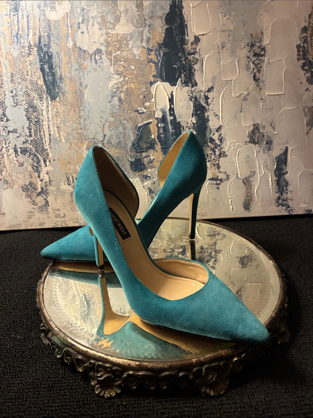 GUC Nine West Teal Pointed-Toe Stiletto Pumps - Women size 6.5